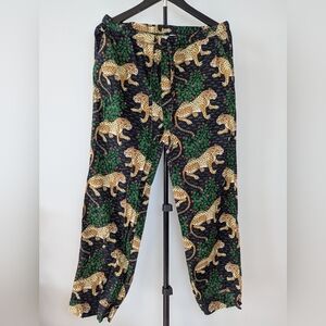 Printfresh Women's Size M Bagheera Leopard Print Pajama Pants - Black and Green